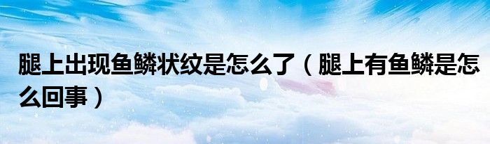 腿上出现鱼鳞状纹是怎么了（腿上有鱼鳞是怎么回事）