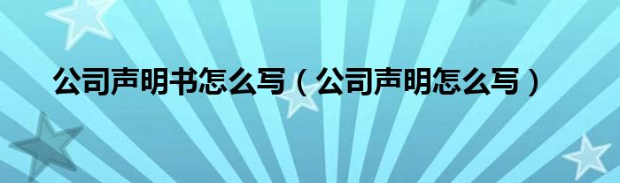 公司声明书怎么写（公司声明怎么写）