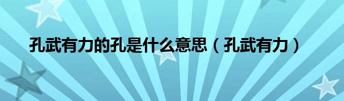 孔武有力的孔是什么意思（孔武有力）