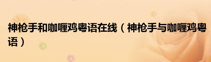 神枪手和咖喱鸡粤语在线（神枪手与咖喱鸡粤语）