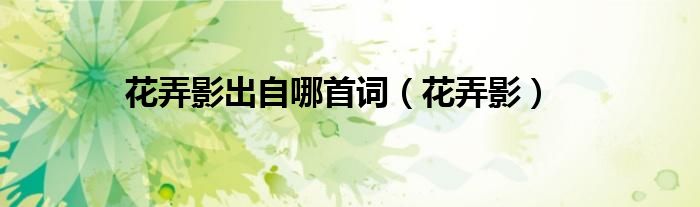 花弄影出自哪首词（花弄影）