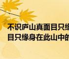 不识庐山真面目只缘身在此山中的意思哲理（不识庐山真面目只缘身在此山中的意思）