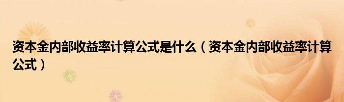 资本金内部收益率计算公式是什么（资本金内部收益率计算公式）