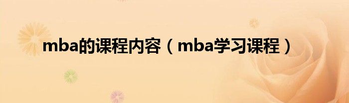 mba的课程内容（mba学习课程）