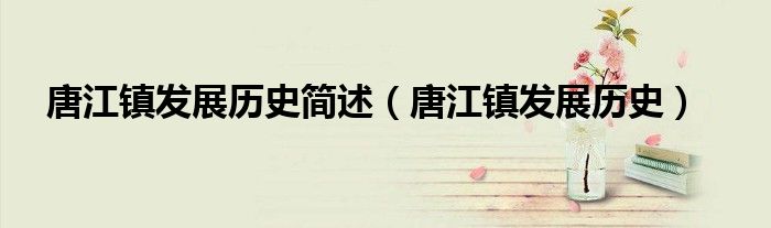 唐江镇发展历史简述（唐江镇发展历史）