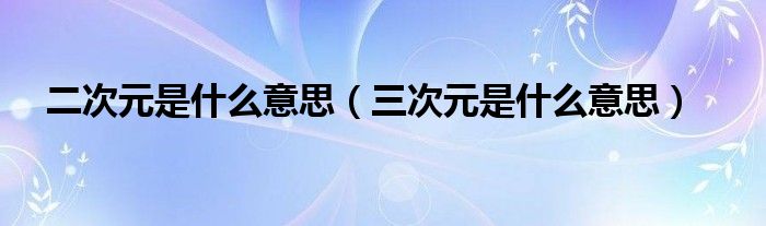 二次元是什么意思（三次元是什么意思）