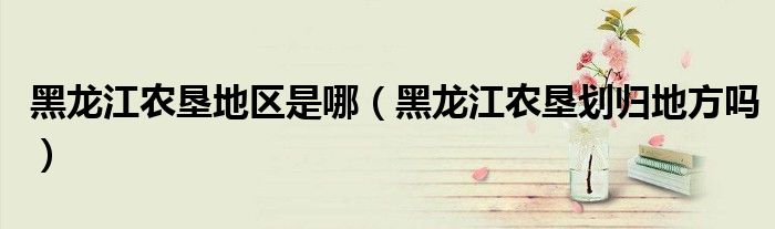黑龙江农垦地区是哪（黑龙江农垦划归地方吗）