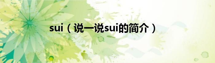 sui（说一说sui的简介）