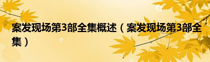 案发现场第3部全集概述（案发现场第3部全集）