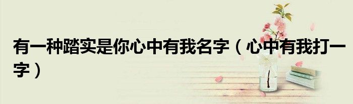有一种踏实是你心中有我名字（心中有我打一字）