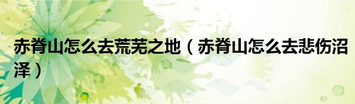 赤脊山怎么去荒芜之地（赤脊山怎么去悲伤沼泽）