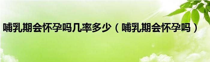 哺乳期会怀孕吗几率多少（哺乳期会怀孕吗）