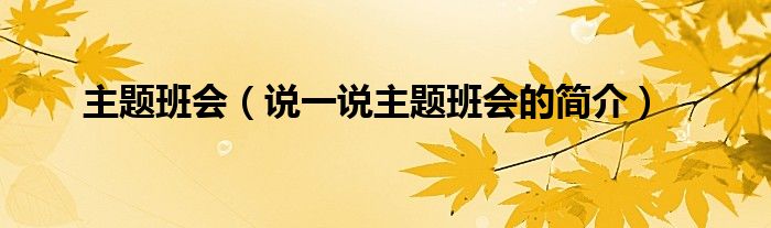 主题班会（说一说主题班会的简介）