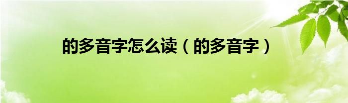的多音字怎么读（的多音字）