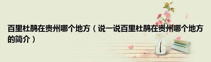 百里杜鹃在贵州哪个地方（说一说百里杜鹃在贵州哪个地方的简介）