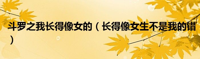 斗罗之我长得像女的（长得像女生不是我的错）