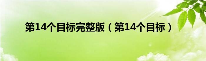 第14个目标完整版（第14个目标）