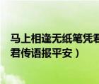 马上相逢无纸笔凭君传语报平安的意思（马上相逢无纸笔凭君传语报平安）