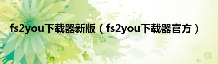 fs2you下载器新版（fs2you下载器官方）