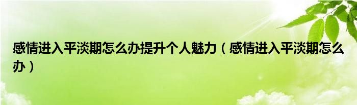 感情进入平淡期怎么办提升个人魅力（感情进入平淡期怎么办）