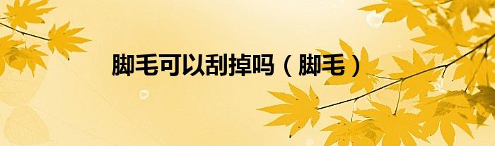 脚毛可以刮掉吗（脚毛）