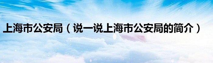 上海市公安局（说一说上海市公安局的简介）