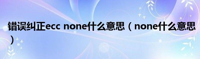 错误纠正ecc none什么意思（none什么意思）