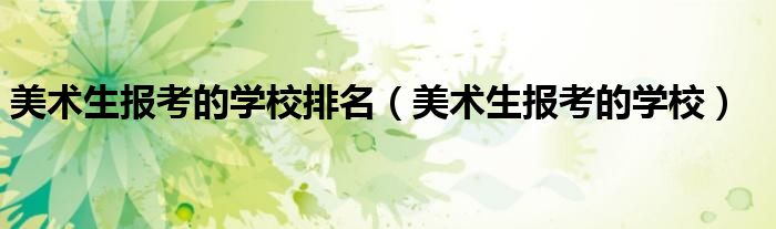 美术生报考的学校排名（美术生报考的学校）