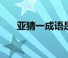 亚猜一成语是什么成语（亚猜一成语）