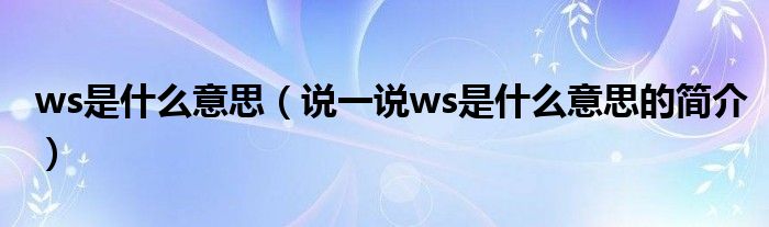 ws是什么意思（说一说ws是什么意思的简介）