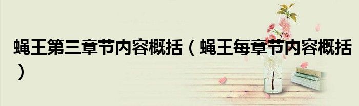 蝇王第三章节内容概括（蝇王每章节内容概括）
