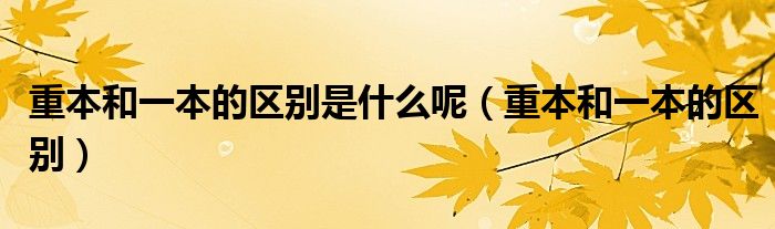 重本和一本的区别是什么呢（重本和一本的区别）