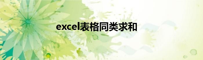 excel表格同类求和