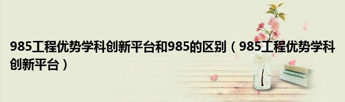 985工程优势学科创新平台和985的区别（985工程优势学科创新平台）