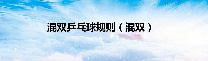 混双乒乓球规则（混双）