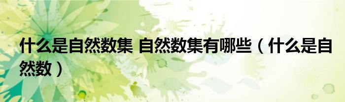 什么是自然数集 自然数集有哪些（什么是自然数）