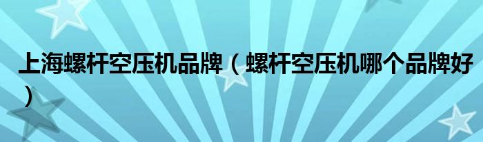 上海螺杆空压机品牌（螺杆空压机哪个品牌好）