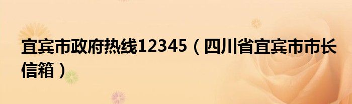 宜宾市政府热线12345（四川省宜宾市市长信箱）