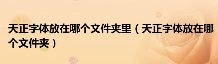 天正字体放在哪个文件夹里（天正字体放在哪个文件夹）