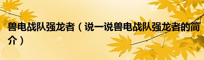 兽电战队强龙者（说一说兽电战队强龙者的简介）