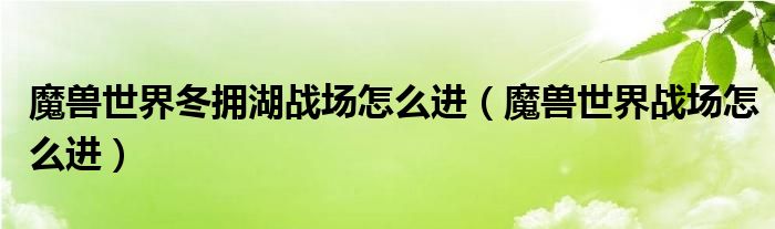 魔兽世界冬拥湖战场怎么进（魔兽世界战场怎么进）