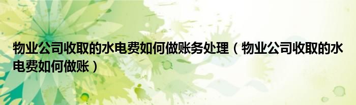 物业公司收取的水电费如何做账务处理（物业公司收取的水电费如何做账）