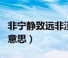 非宁静致远非淡泊明志（宁静致远淡泊明志的意思）