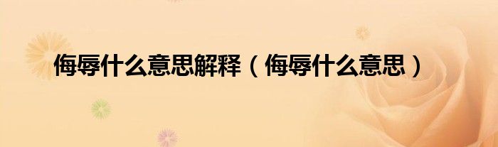 侮辱什么意思解释（侮辱什么意思）
