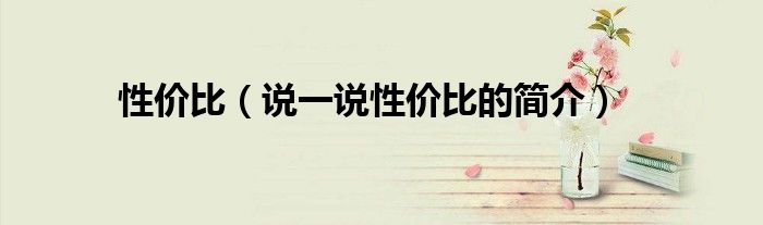 性价比（说一说性价比的简介）