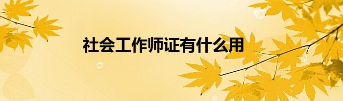 社会工作师证有什么用