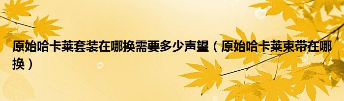 原始哈卡莱套装在哪换需要多少声望（原始哈卡莱束带在哪换）