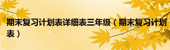 期末复习计划表详细表三年级（期末复习计划表）
