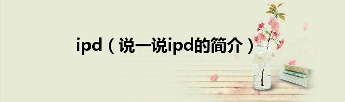 ipd（说一说ipd的简介）