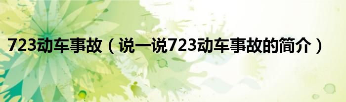 723动车事故（说一说723动车事故的简介）